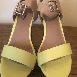 Isoline yellow strappy wedge sandals